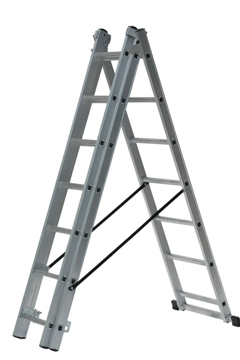 AWTOOLS DRABINA ALUMINIOWA 3x8 STOPNI 150KG ADAPATACJA NA SCHODY