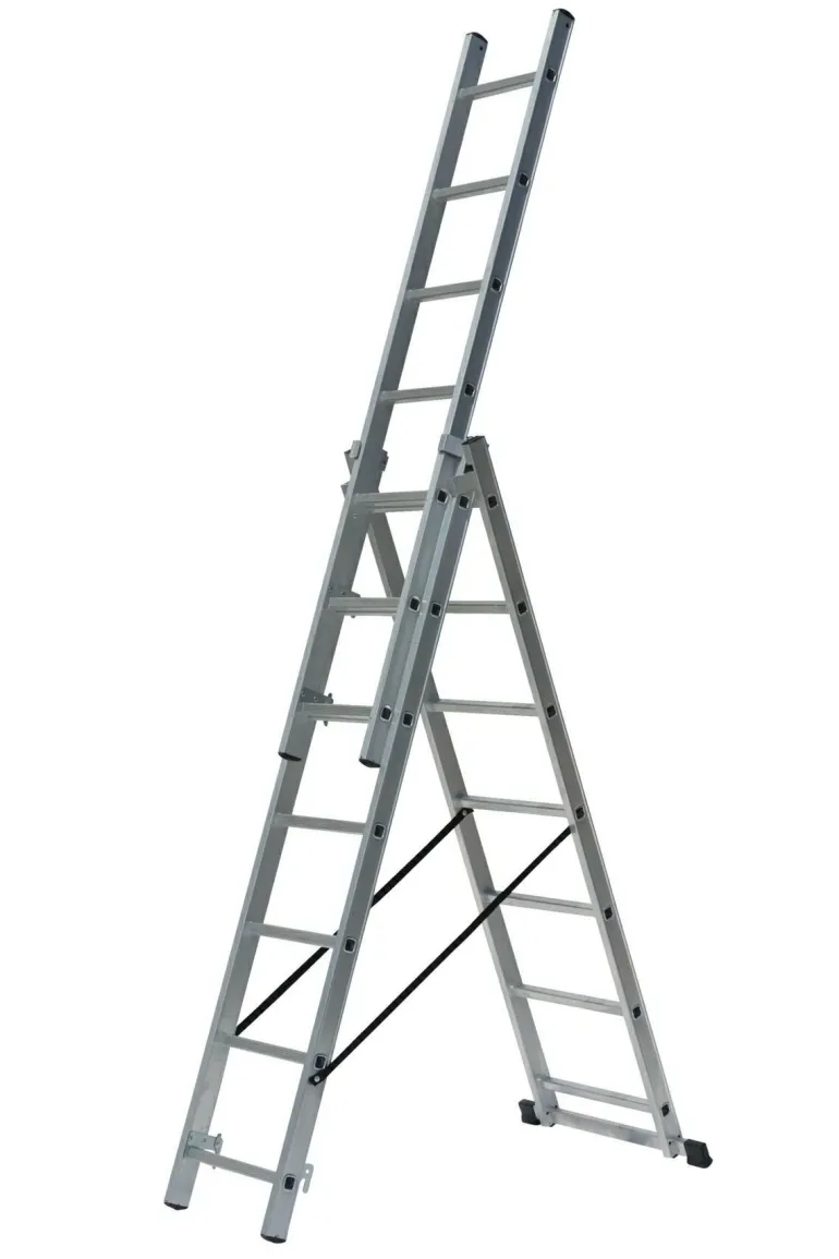 AWTOOLS DRABINA ALUMINIOWA 3x9 STOPNI 150KG ADAPATACJA NA SCHODY