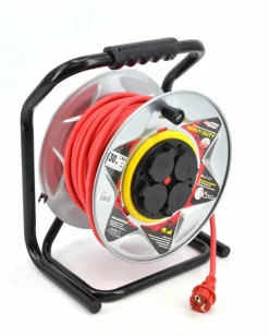 AWTOOLS PRZEDŁUŻACZ BĘBEN METALOWY CZERWONY HEAVY DUTY 30m 3x1,5 mm 16A / 3680W / IP44