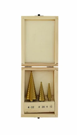 AWTOOLS WIERTŁA STOPNIOWE HSS-TIN KOMPLET 3 SZTUKOWY / 4-12mm / 4-20mm / 4-32mm