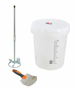AWTOOLS ZESTAW DO MIESZANIA GŁADZI SZPACHLOWEJ, 3 ELEM. WIADRO+MIESZADŁO+SZPACHELKA PROFILOWANA