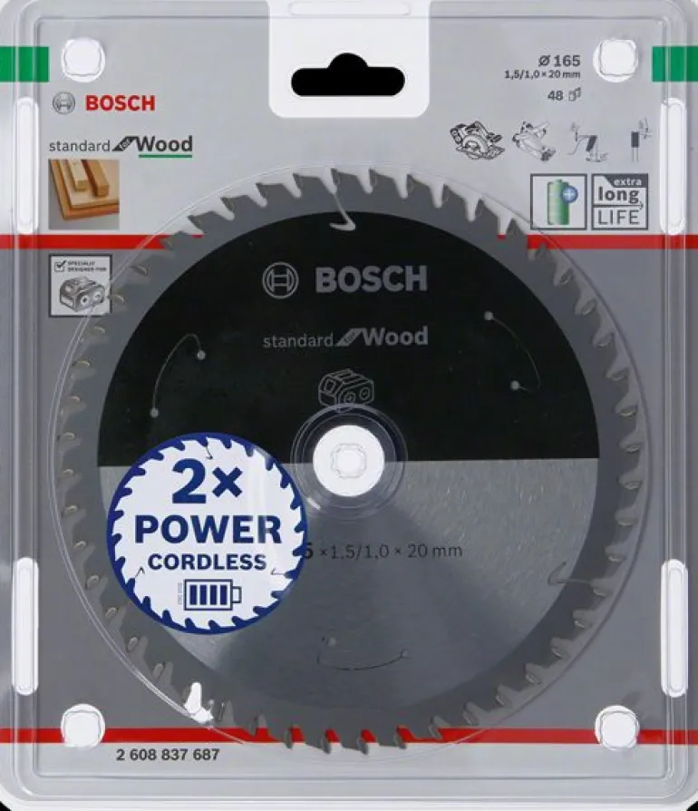 BOSCH PIŁA STANDARD WOOD ACCU 165x20x48z
