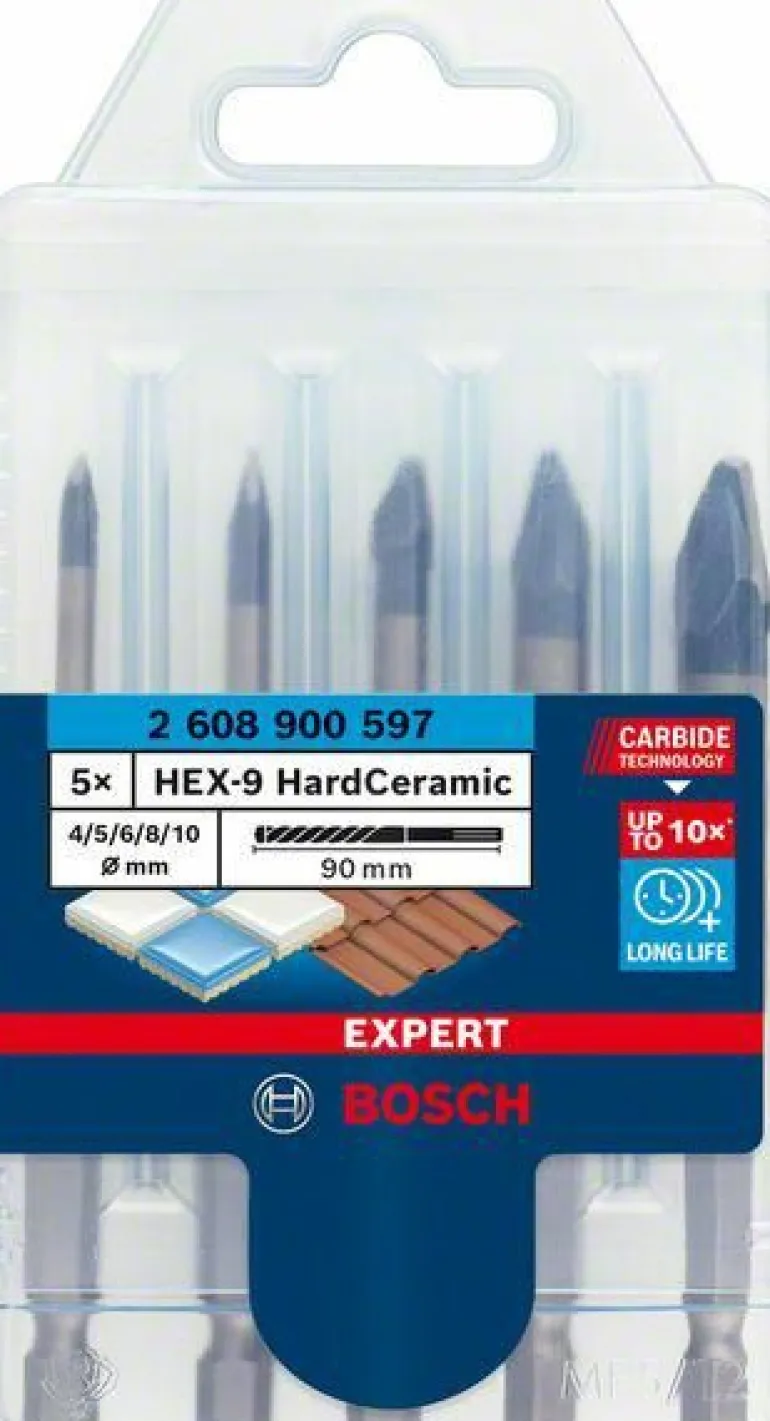 BOSCH WIERTŁO HEX-9 HARD CERAMIC ZESTAW 5szt. 4/5/6/8/10mm EXPERT