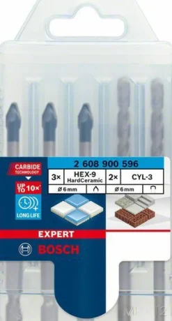 BOSCH WIERTŁO HEX-9 HARD CERAMIC ZESTAW 5szt. MIX EXPERT