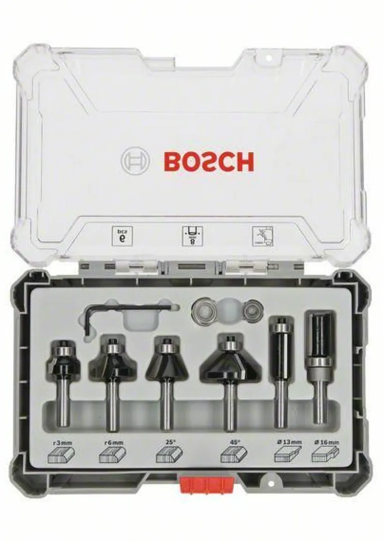 BOSCH ZESTAW FREZÓW 6szt. UCHWYT 8mm TRIM & EDGING