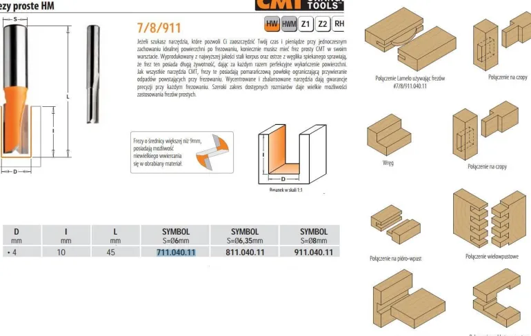 CMT FREZ PROSTY KRÓTKI HM D= 4 I=10 L=45 S=6