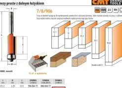 CMT FREZ PROSTY Z ŁOŻYSKIEM DOLNYM HM I=12,7 D=9,5 S=8