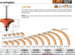CMT FREZ ZAOKRĄGLAJĄCY Z ŁOŻYSKIEM HM R= 6,35 D=25,4 I=12,7 S=8