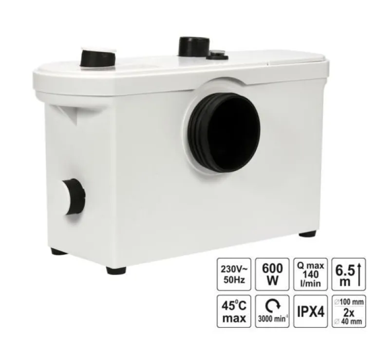 FALA POMPA WC 600W Z ROZDRABNIACZEM