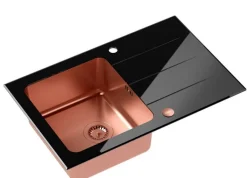 Ford 111 HardQ komora stalowa PVD miedziana z czarnym blatem szklanym HB3578SC3C1