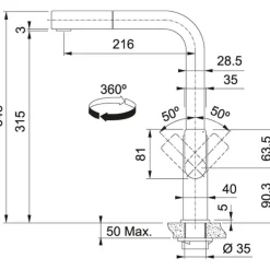 FRANKE MYTHOS PULL-OUT  CZARNA STAL SZLACHETNA 115.0550.442