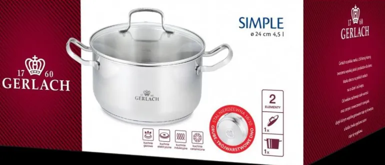 GERLACH.GARNEK Z POKRYWKĄ 24cm SIMPLE