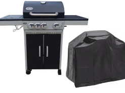 GRILL GAZOWY ( NEBRASKA ) 3+1 ŻELIWNY RUSZT SZAFKA NA BUTLĘ 11KG REDUKTOR