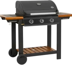 GRILL GAZOWY DEKRAFT 3 PALNIKI 2 x RUSZT ŻELIWNY - PŁYTA ŻELIWNA - DREWNO PREMIUM