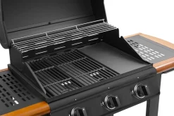 GRILL GAZOWY DEKRAFT 3 PALNIKI RUSZT ŻELIWNY - PŁYTA ŻELIWNA - DREWNO