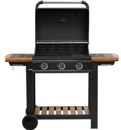 GRILL GAZOWY DEKRAFT 3 PALNIKI RUSZT ŻELIWNY - PŁYTA ŻELIWNA - DREWNO