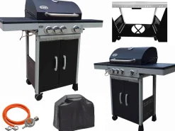 GRILL GAZOWY DEKRAFT DE-G31 3+1 PALNIKI RUSZT ŻELIWNY + POKROWIEC