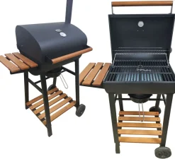 GRILL WĘGLOWY DEKRAFT BECZKA Z RUSZTEM ŻELIWNYM, DREWNO,KOMIN