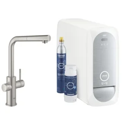 GROHE Blue Home - zestaw startowy z baterią filtrującą wodę i jednostką chłodzącą, z wyciąganą wylewką typu L. Conected.  31539DC0