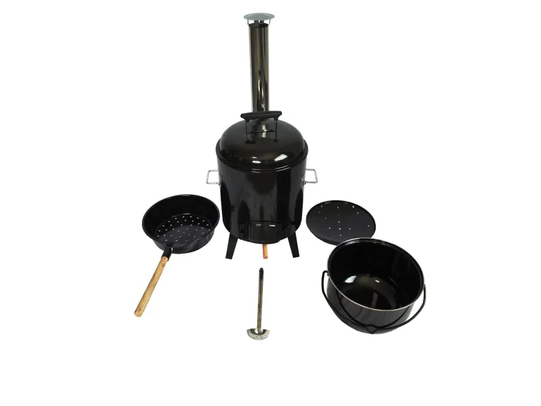 KOCIOŁEK MYŚLIWSKI Z PALENISKIEM, GARNEK RUSZT CHOCHLA