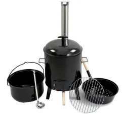 KOCIOŁEK MYŚLIWSKI Z PALENISKIEM, GARNEK RUSZT CHOCHLA