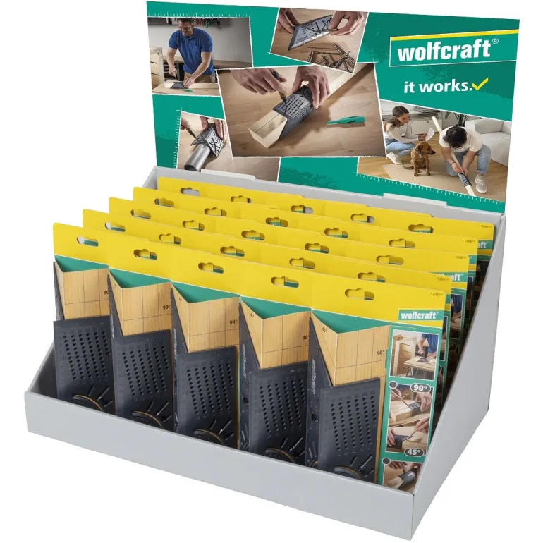 Kątownik stolarski japoński 3D - Wolfcraft, display 24 sztuki
