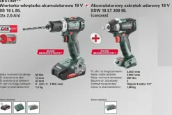 METABO ZESTAW COMBO 18V WKRĘTARKA BS 18 L BL + KLUCZ SSW 18 LT 300 BL 2x2,0 1x4,0Ah