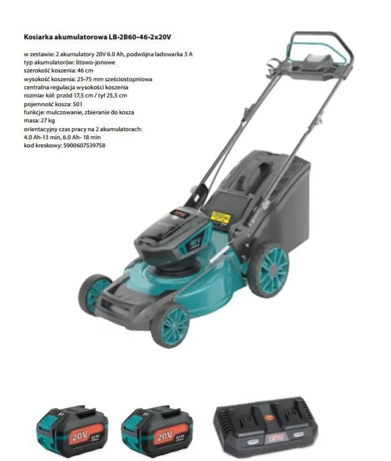 NAC KOSIARKA AKU.INDUKCYJNA 2x20V 2x4Ah 40cm