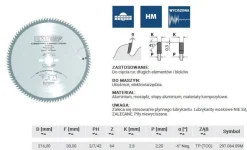 PIŁA HW D=216 F=30 Z=64 K=2,8/2,2 ALUMINIUM, MOSIĄDZ, KOMPOZYT