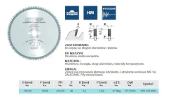 PIŁA HW D=165 F=20 Z=40 K=2,2/1,6 ALUMINIUM, MOSIĄDZ, KOMPOZYT