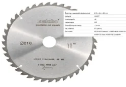PIŁA TARCZOWA HW/CT 216x30mm 40-ZĘBÓW