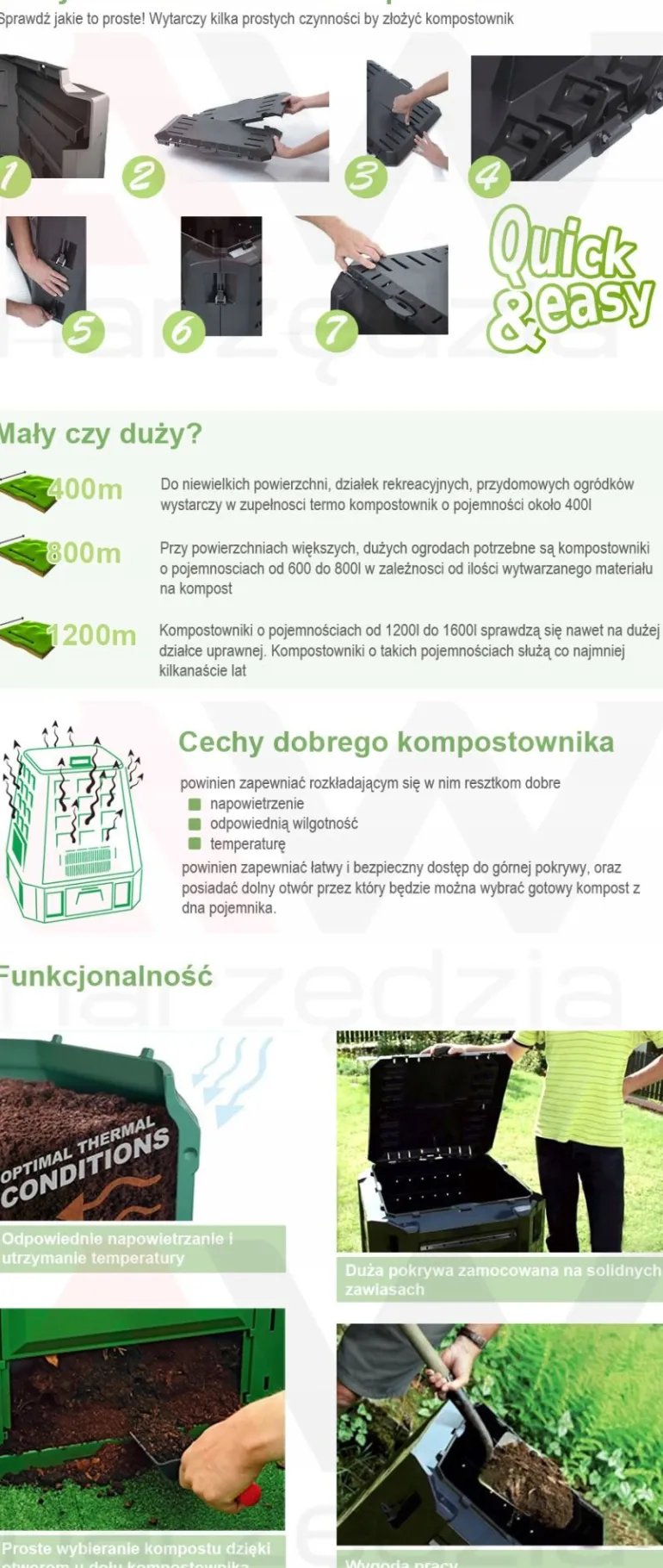 PROSPERPLAST KOMPOSTOWNIK 380L CZARNY 82 x 72 x 72cm