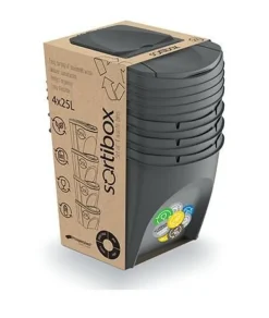 PROSPERPLAST KOSZE DO SEGRGACJI ŚMIECI KAMIENNY SZARY SET4 25L