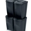 PROSPERPLAST KOSZE DO SEGRGACJI ŚMIECI KAMIENNY SZARY SET4 35L