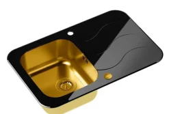 QUADRON Glen 211 HardQ komora stalowa PVD złota z czarnym blatem szklanym HB8078SC3FG1