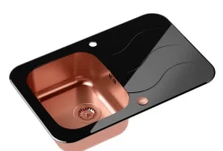 QUADRON Glen 211 HardQ komora stalowa PVD miedziana z czarnym blatem szklanym HB8078SC3FC1