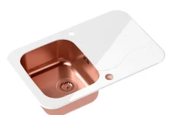 QUADRON Glen 211 HardQ komora stalowa PVD miedziana z białym blatem szklanym