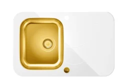 QUADRON Glen 211 HardQ komora stalowa PVD złota z białym blatem szklanym HB8078SB3FG1