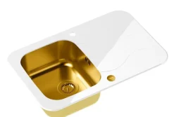 QUADRON Glen 211 HardQ komora stalowa PVD złota z białym blatem szklanym HB8078SB3FG1