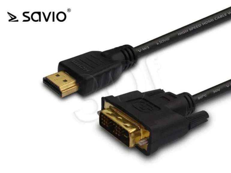 SAVIO KABEL 1,5M HDMI 19PIN MĘSKIE - DVI 18+1 MĘSKIE CL-10