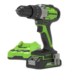 24V wiertarko-wkrętarka GD24DD60K2 Greenworks zestaw ładowarka + aku 2Ah + walizka