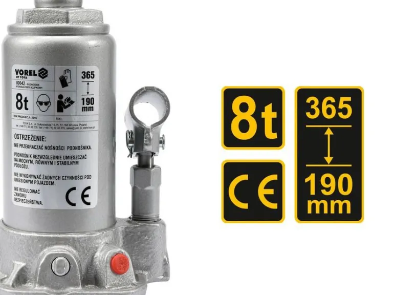 VOREL DŹWIGNIK TŁOKOWY HYDRAULICZNY 8T 190-365mm 80042