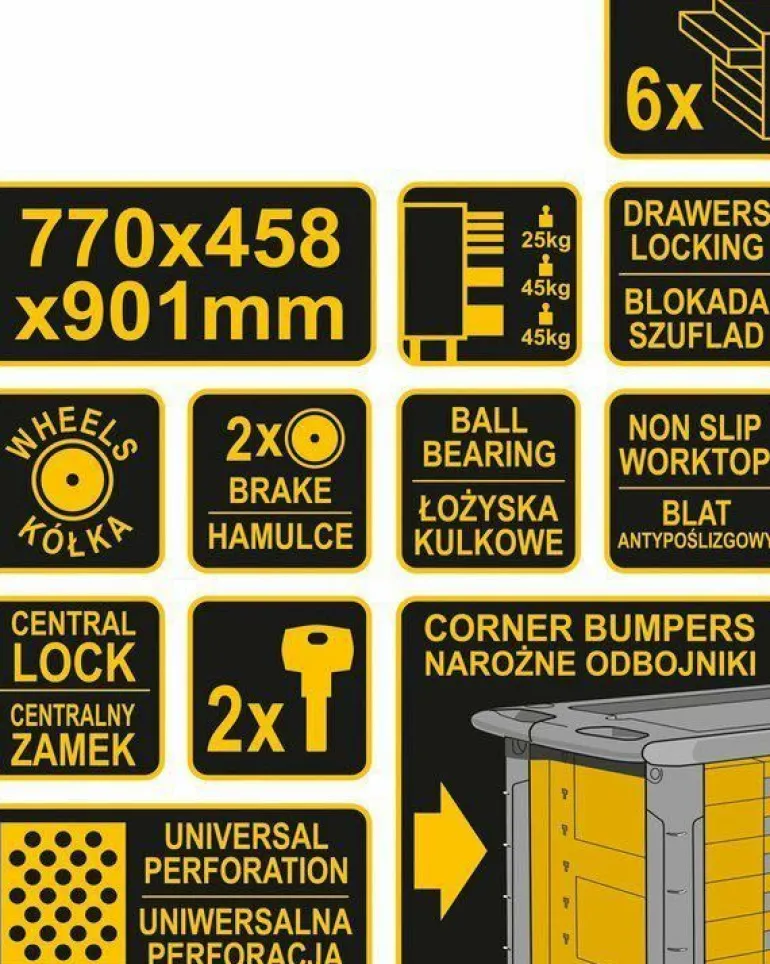 VOREL SZAFKA WARSZTATOWA 6 - SZUFLAD 58539