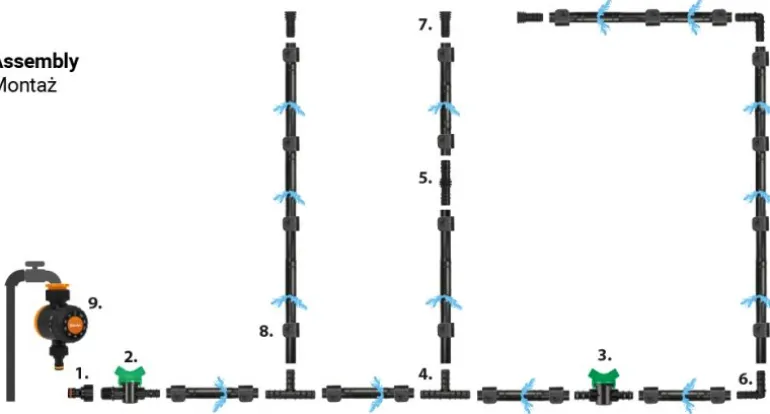 WĄŻ KROPLUJĄCY WATER FLOW DRIP ZESTAW 100m Z ZEGAREM PRZEPŁYWU WODY