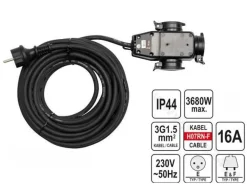 YATO PRZEDŁUŻACZ Z ROZGAŁĘŹNIKIEM 20m 3x1,5mm2 IP44 16A H07RN-F 81162
