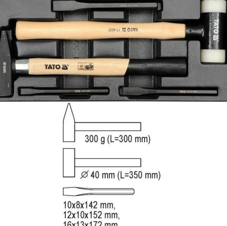 YATO WKŁADKA DO SZUFLADY ZESTAW MŁOTKI + PRZECINAKI 5 elem. 5540