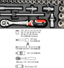 YATO WKŁADKA DO SZUFLADY ZESTAW KLUCZY 1/2" 24 elem. 5537