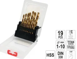YATO ZESTAW WIERTEŁ DO METALU HSS-TiN 19szt. 1-10mm.