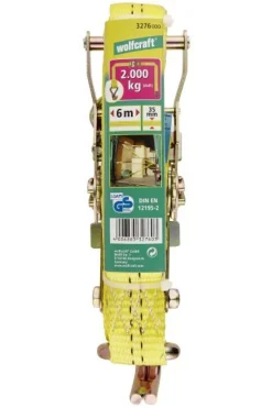 Zacisk taśmowy z grzech. 6 m/2000 kg Wolfcraft - z mech. zapad. i hakiem