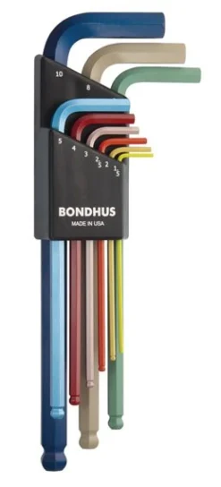 Zestaw imbusów 1,5 - 10 BONDHUS - długie, z kulką, kolor [9 cz.]